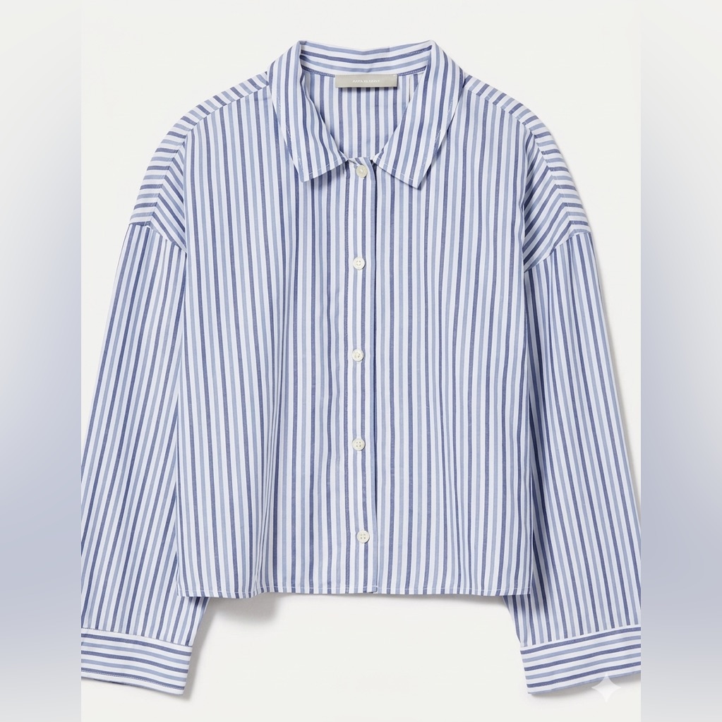 Everlane Nwt Everlane The Woven P.J. Top Blue & White Stripe 100% Cotton Boxy